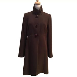 NEW J.Crew Ruffle Collar Brown Wool Coat